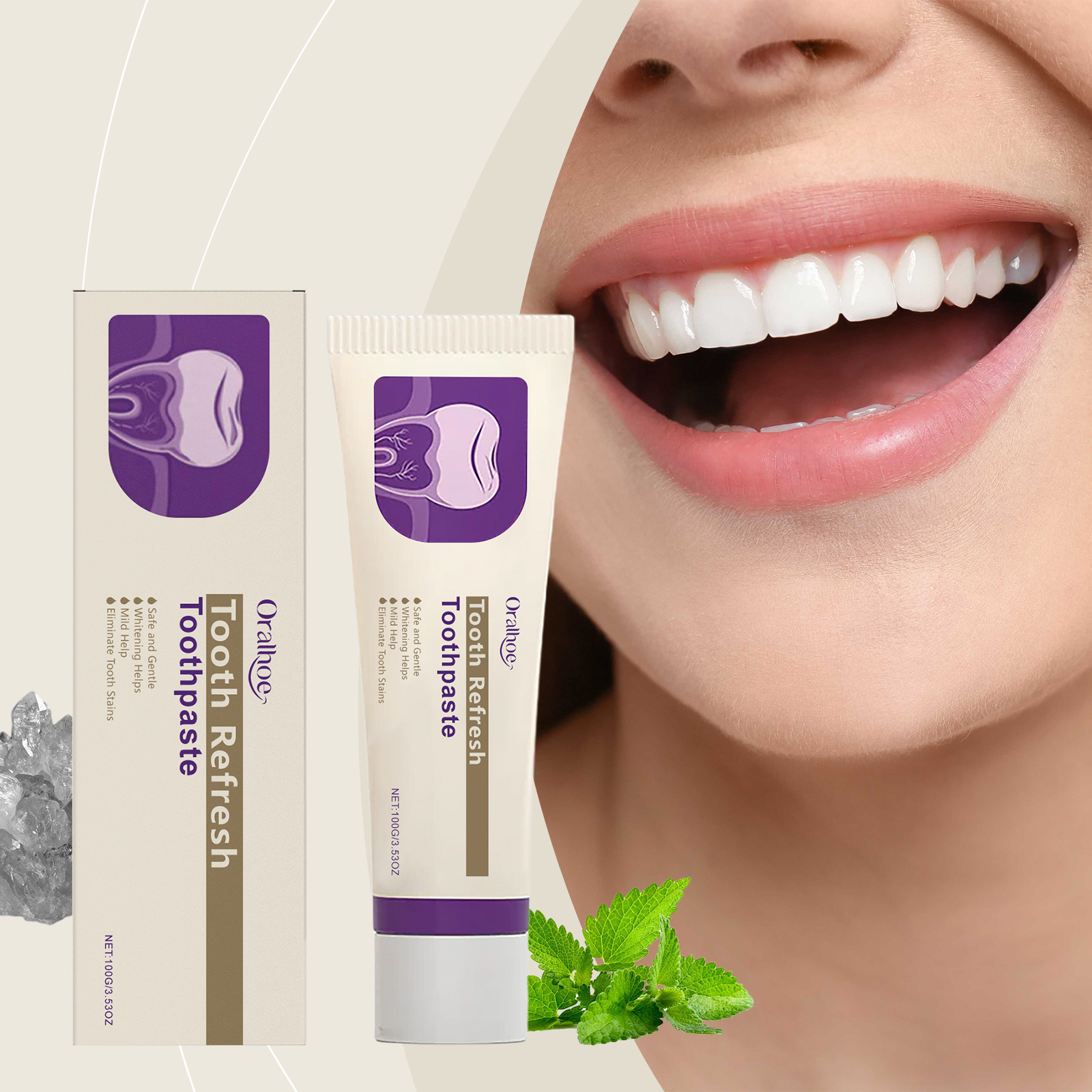 Teeth Whitening Natural - Teeth Refresh Toothpaste Whitening Freshen Breath