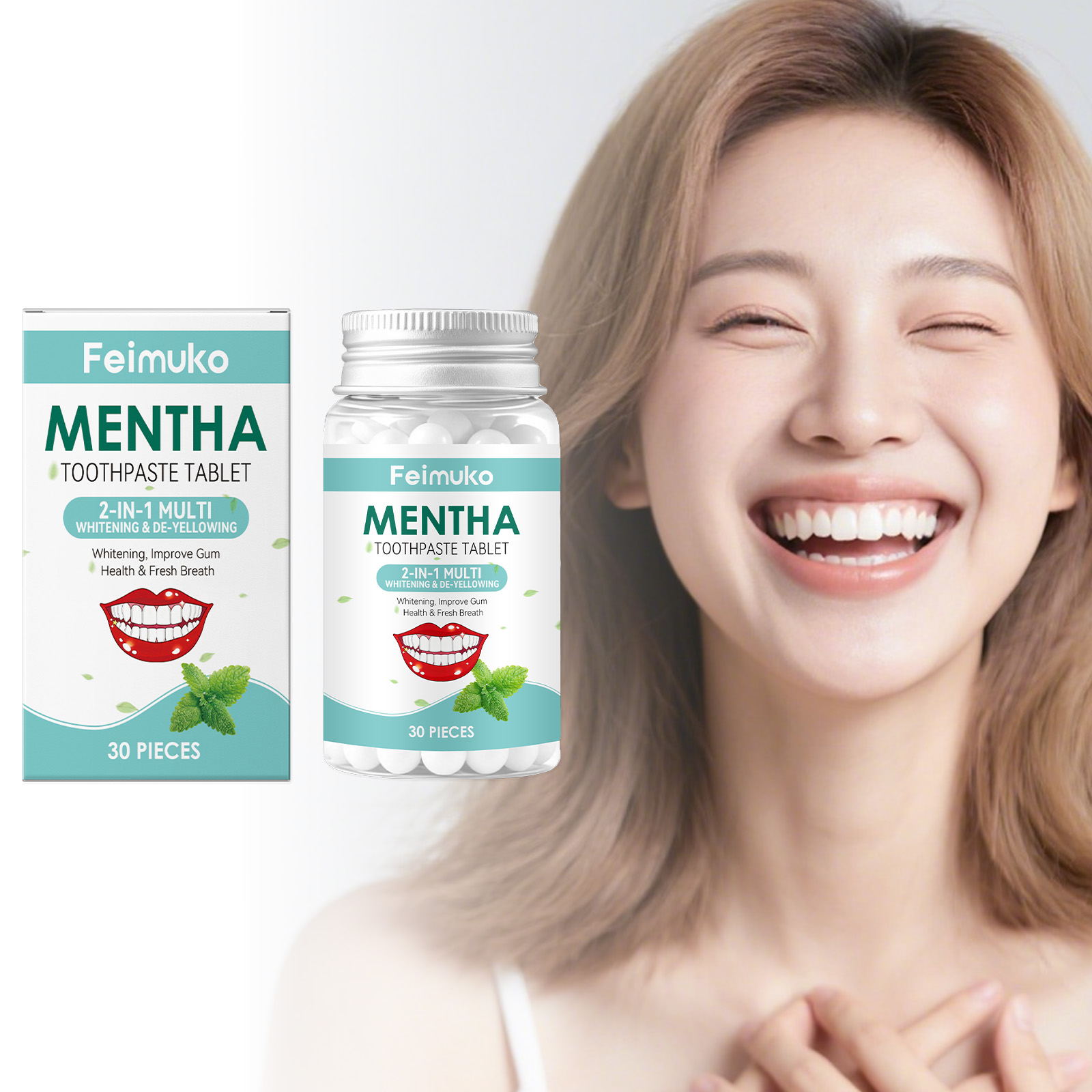 Teeth Whitening Mouthwash - Feimuko Mouthwash Tablets Deep Clean Teeth