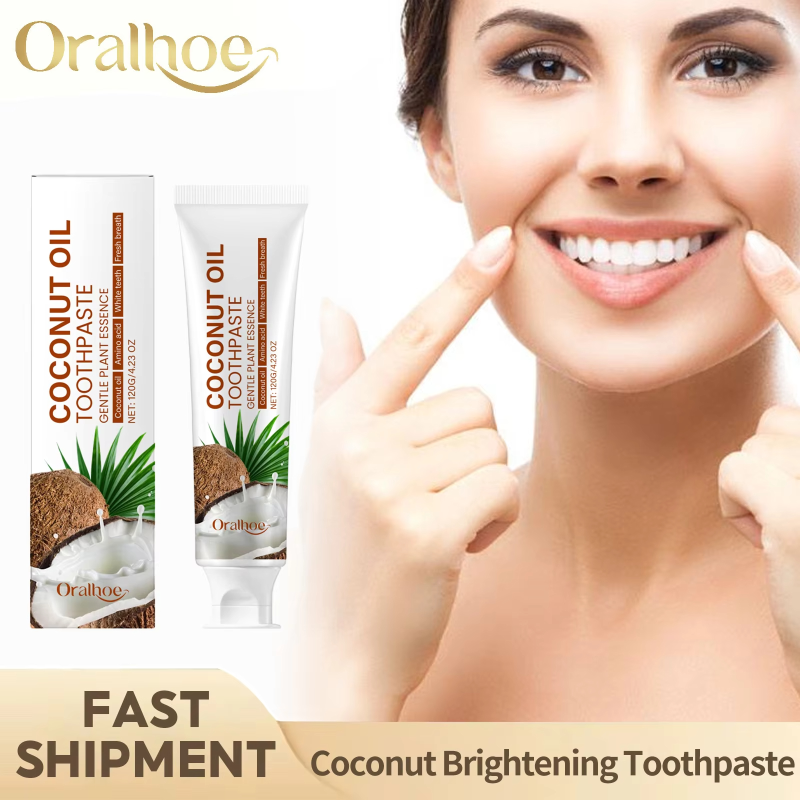 Teeth Whitening Flash - Coconut Oil Toothpaste Teeth Bleaching Enamel