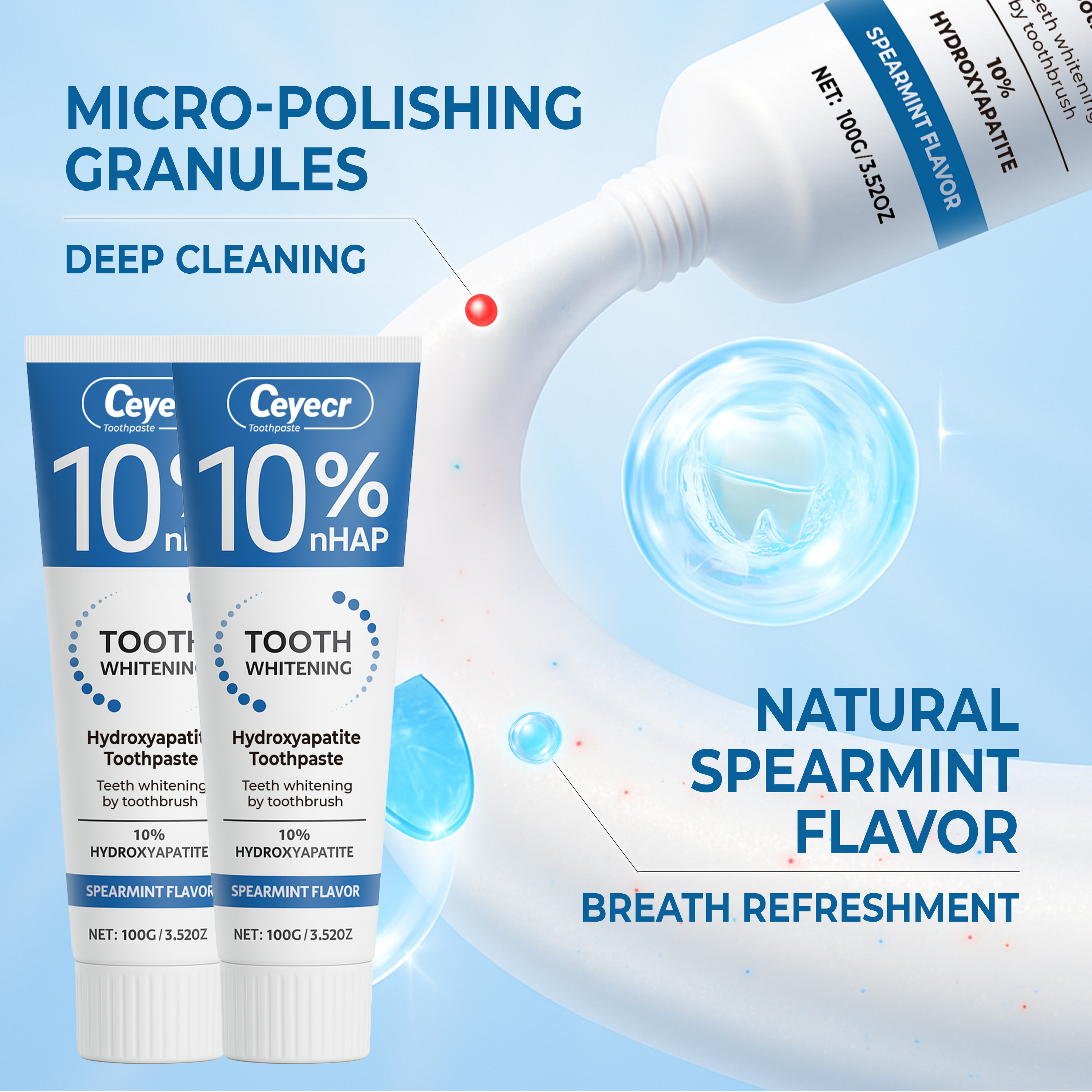 Teeth Whitening Paste - 10% Hydroxyapatite toothpaste, 10% hydroxyapatite whitening