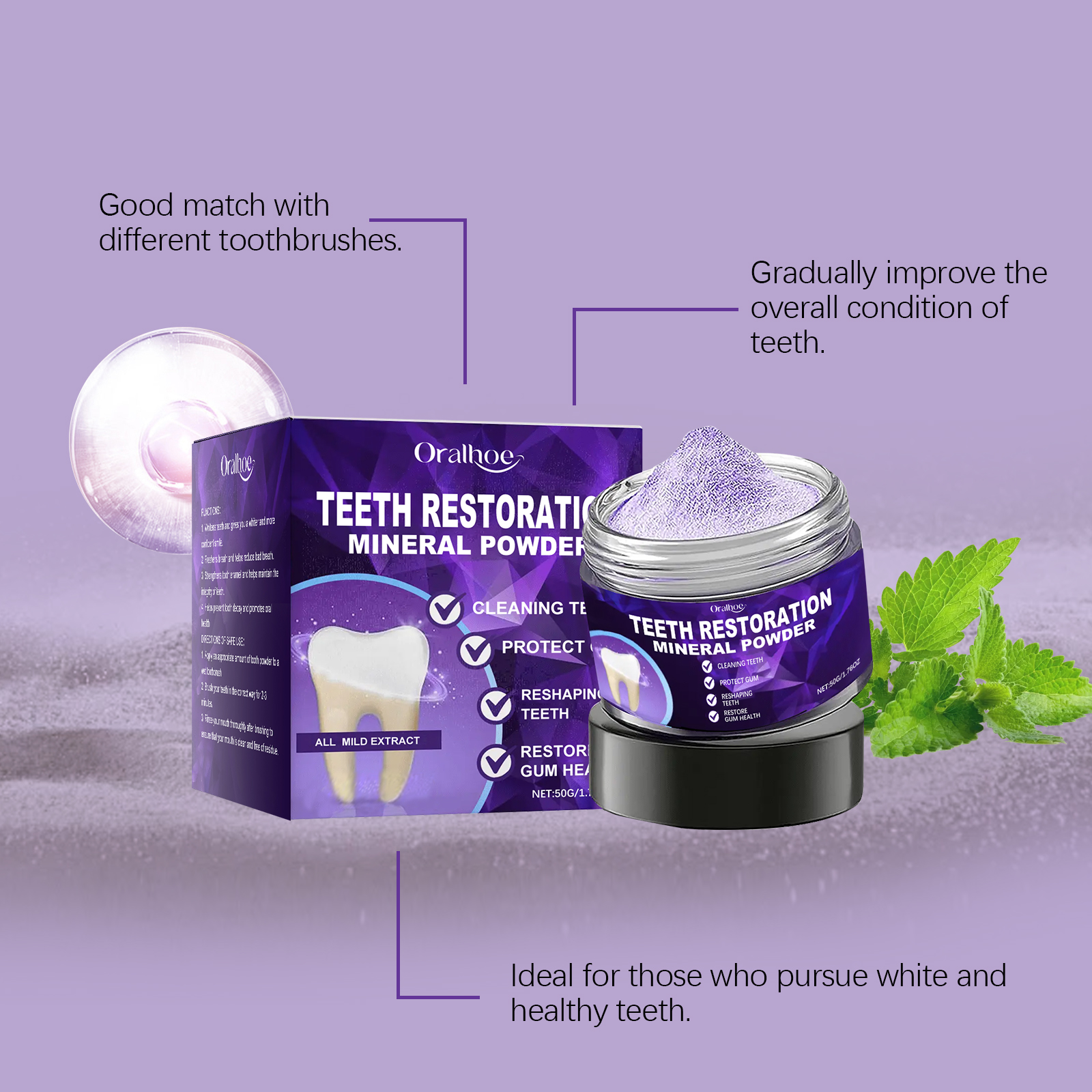 Purple Teeth Bleaching Powder  - Teeth Whitening Ingredients avis et prix
